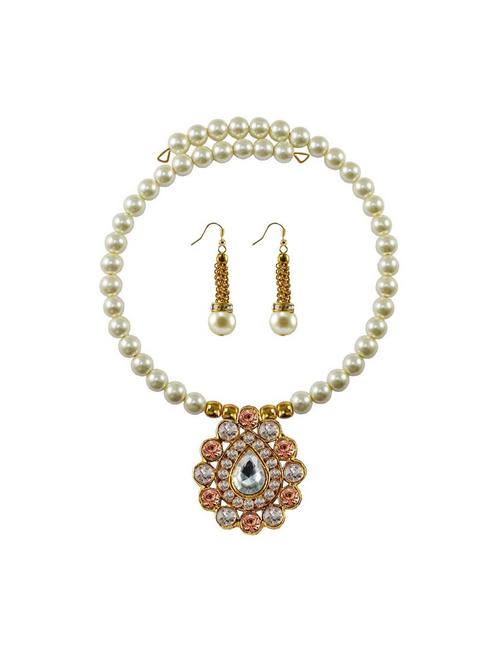 stone stud gold platted brass necklaces and earring - 18795339 - Very Small Image - 1