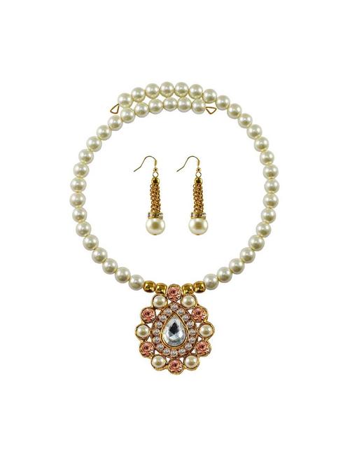 stone stud gold platted brass necklaces and earring - 18795340 - Very Small Image - 1