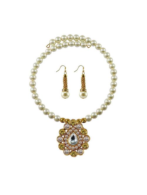 stone stud gold platted brass necklaces and earring - 18795341 - Very Small Image - 1