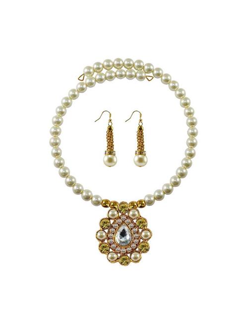stone stud gold platted brass necklaces and earring - 18795342 - Very Small Image - 1