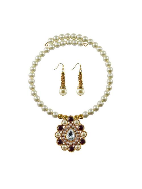 stone stud gold platted brass necklaces and earring - 18795350 - Very Small Image - 1