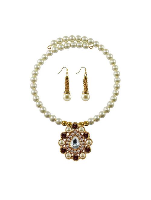 stone stud gold platted brass necklaces and earring - 18795354 - Very Small Image - 1