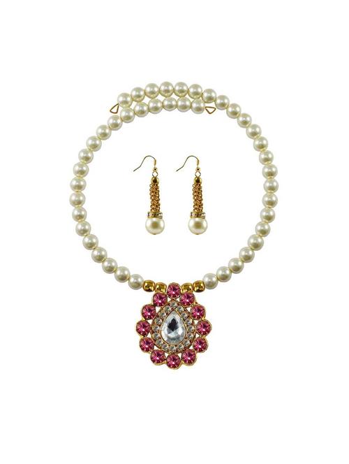 stone stud gold platted brass necklaces and earring - 18795375 - Very Small Image - 1