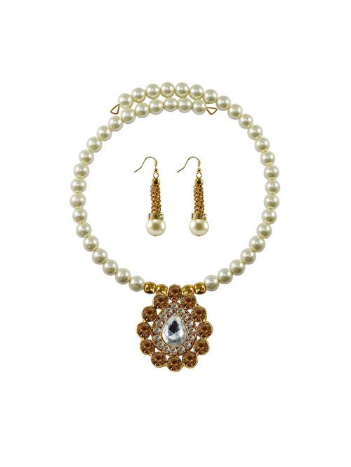 stone stud gold platted brass necklaces and earring - 18795382 - Very Small Image - 1