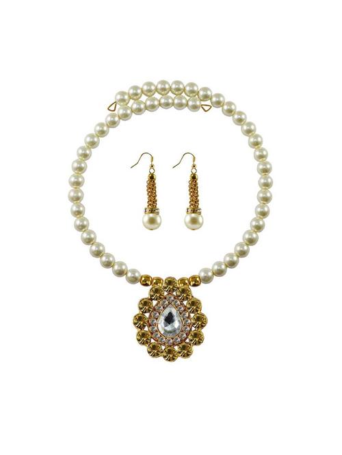 stone stud gold platted brass necklaces and earring - 18795388 - Very Small Image - 1