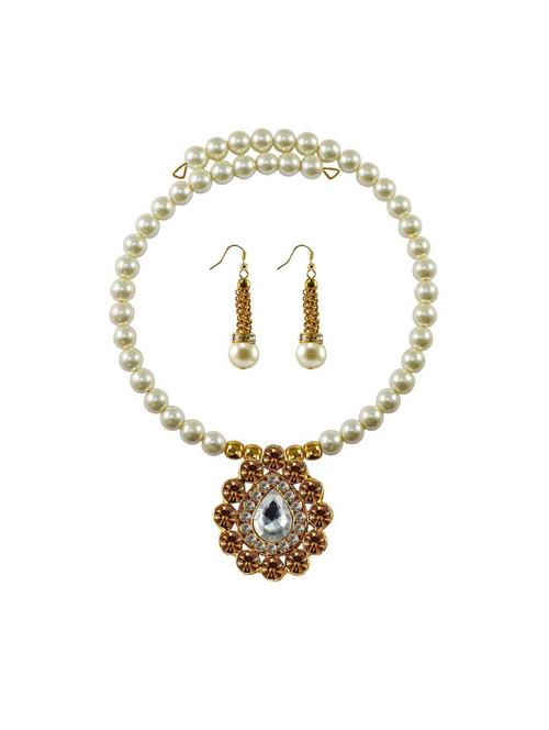 stone stud gold platted brass necklaces and earring - 18795395 - Very Small Image - 1