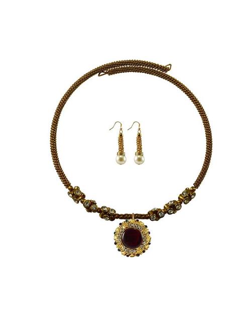 gold brass necklaces and earring - 18795474 - Very Small Image - 1
