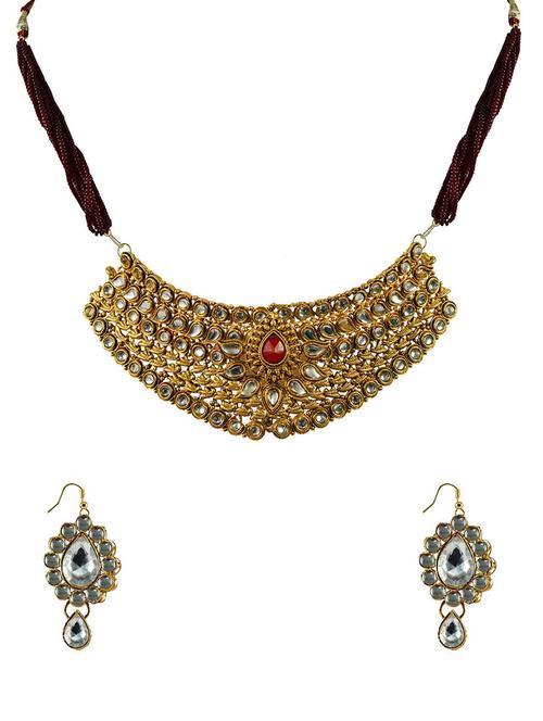 gold brass necklaces and earring - 18795644 - Very Small Image - 1