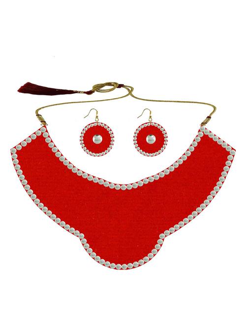red metal necklaces and earring - 18796309 - Very Small Image - 1