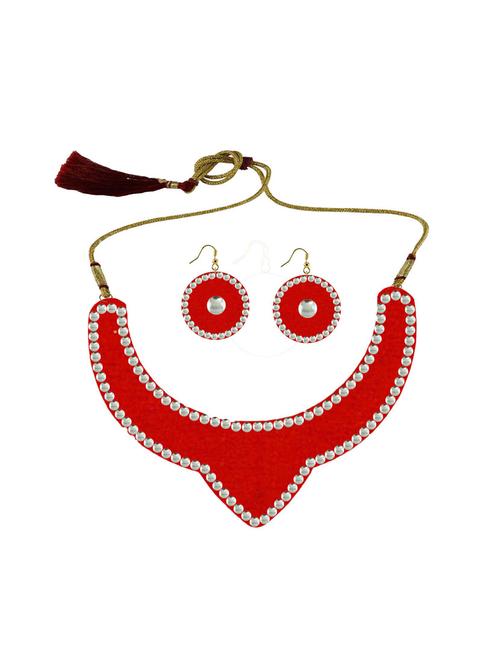 red metal necklaces and earring - 18796440 - Very Small Image - 1