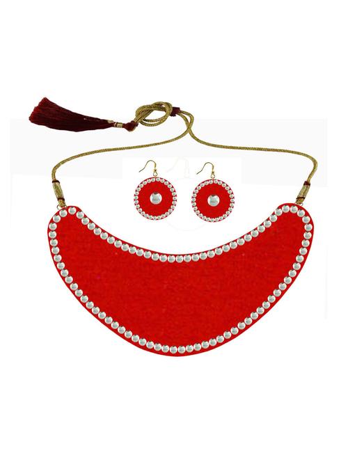red metal necklaces and earring - 18796456 - Very Small Image - 1