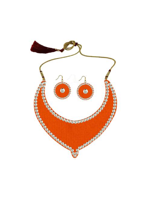 orange metal necklaces and earring - 18796472 - Very Small Image - 1
