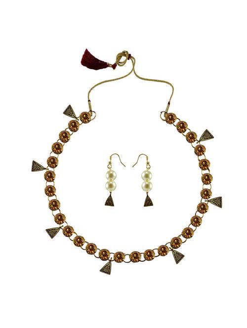 gold brass necklaces and earring - 18796511 - Very Small Image - 1