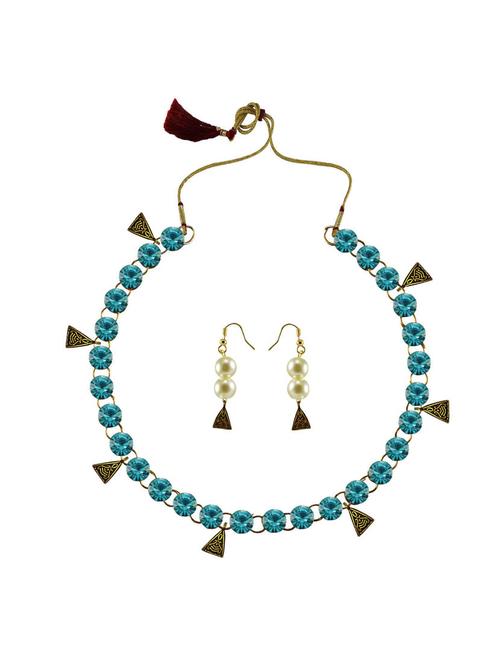 blue brass necklaces and earring - 18796521 - Very Small Image - 1