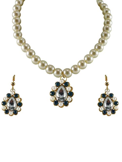 stone stud-gold platted brass pendant set - 18796770 - Very Small Image - 1