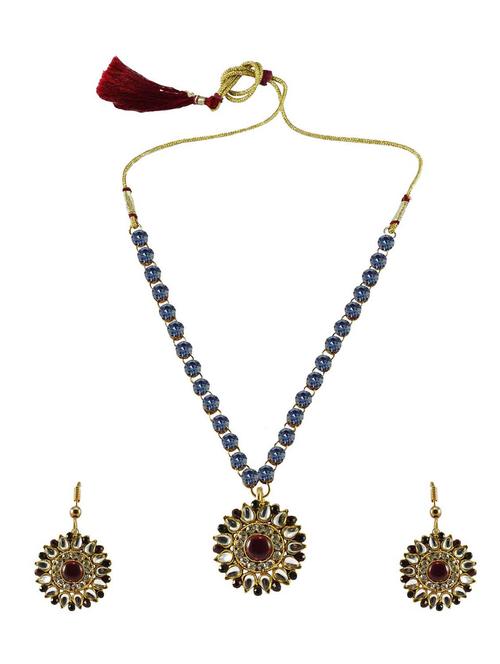 stone stud-gold platted brass pendant set - 18796829 - Very Small Image - 1