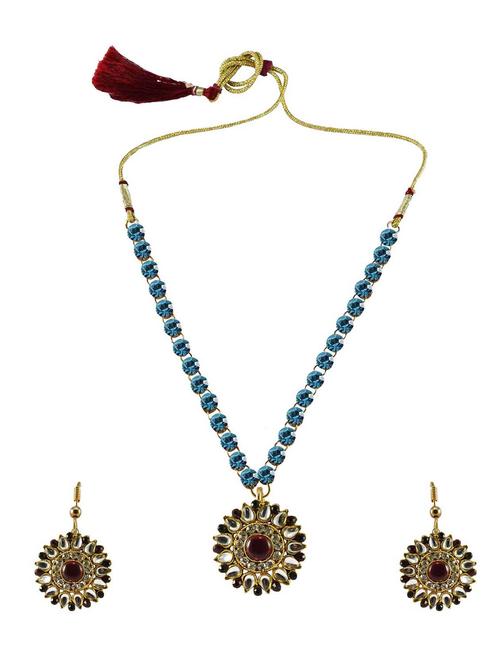 stone stud-gold platted brass pendant set - 18796834 - Very Small Image - 1
