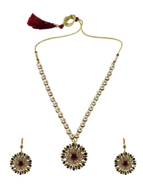 stone stud-gold platted brass pendant set - 18796840 - Very Small Image - 1