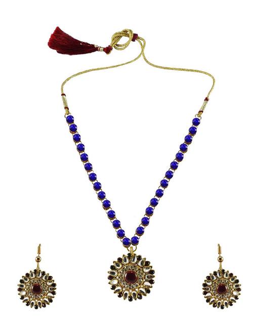 stone stud-gold platted brass pendant set - 18796841 - Very Small Image - 1