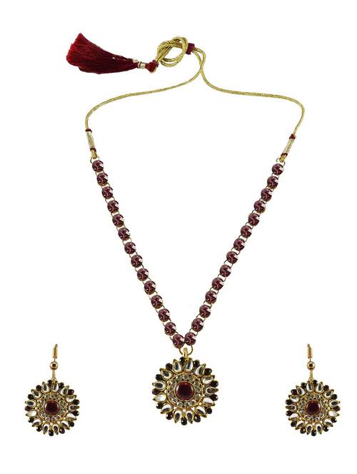 stone stud-gold platted brass pendant set - 18796842 - Very Small Image - 1
