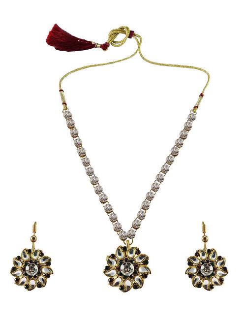 stone stud-gold platted brass pendant set - 18796850 - Very Small Image - 1