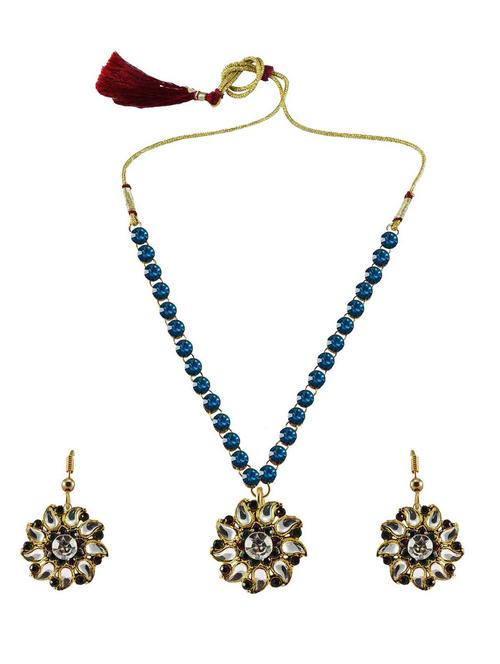 stone stud-gold platted brass pendant set - 18796851 - Very Small Image - 1