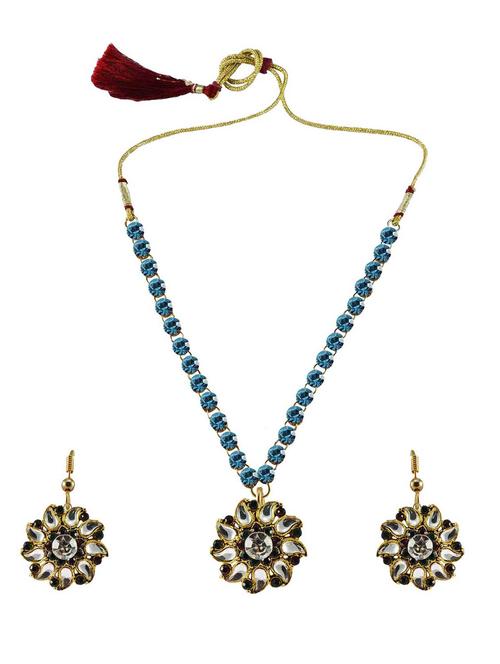 stone stud-gold platted brass pendant set - 18796858 - Very Small Image - 1