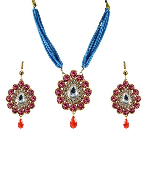 pink brass pendants and earring - 18796950 - Very Small Image - 1