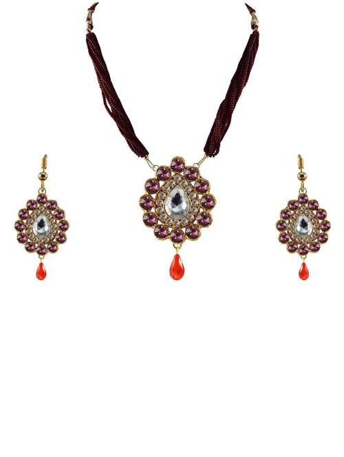 purple brass pendants and earring - 18796962 - Very Small Image - 1
