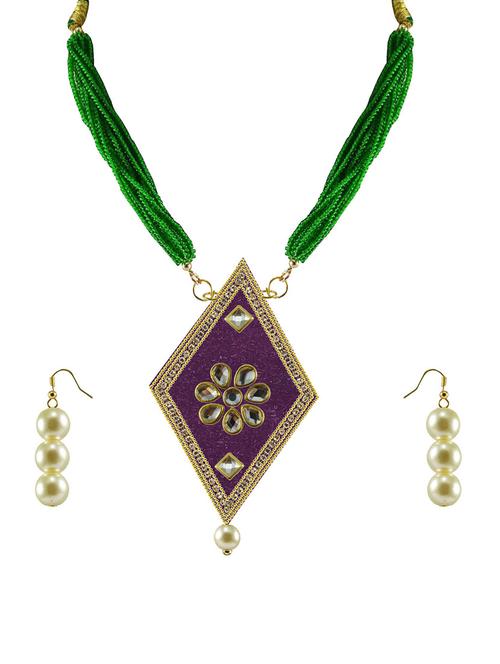 multi color gold plated pendants and earring - 18797583 - Very Small Image - 1