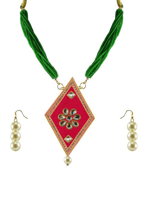 multi color gold plated pendants and earring - 18797584 - Very Small Image - 1