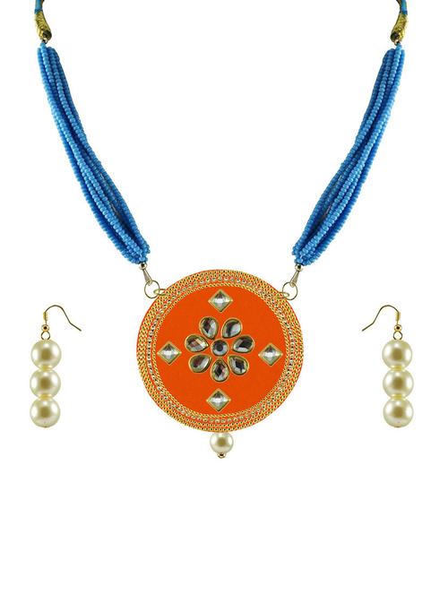 multi colored brass pendants and earring - 18797780 - Very Small Image - 1