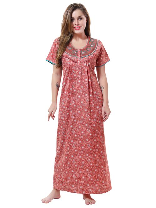 round neck printed nighty - 18801345 - Very Small Image - 1