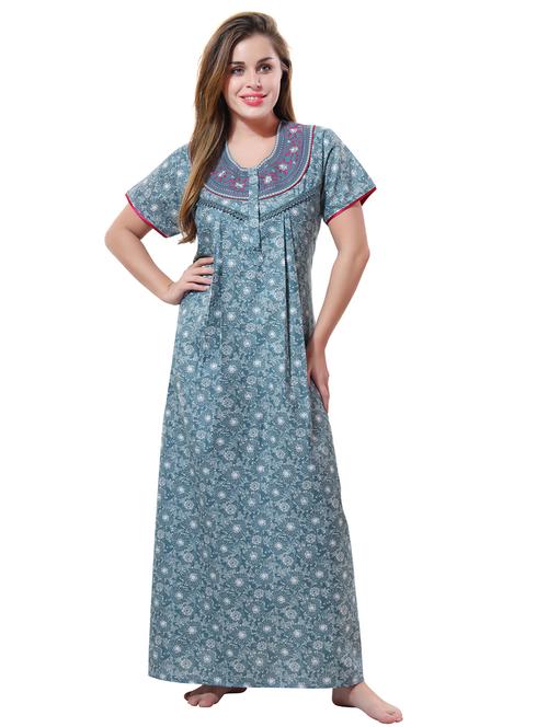 round neck printed nighty - 18801346 - Very Small Image - 1