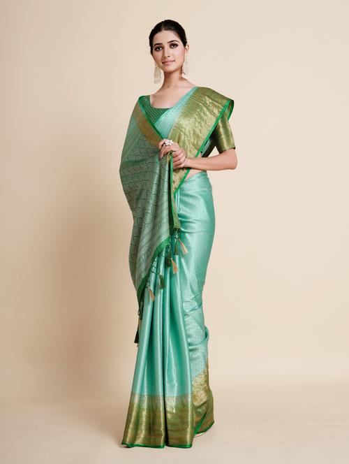 turquoise art silk kanjivaram saree - 18801384 - Very Small Image - 1
