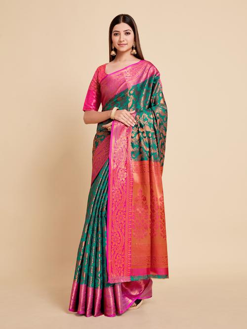 green art silk kanjivaram saree - 18801458 - Very Small Image - 1