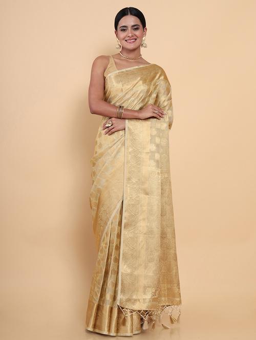 cream art silk kasavu saree with blouse - 18801489 - Very Small Image - 1