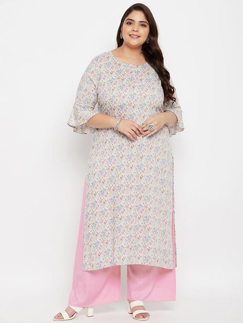 multi colored rayon kurta palazzo set - 18801547 - Very Small Image - 1