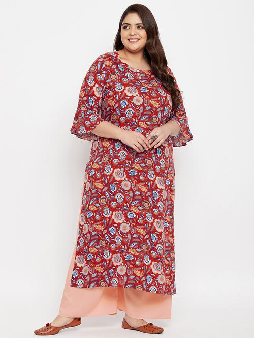 orange rayon kurta palazzo set - 18801550 - Very Small Image - 1