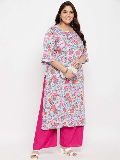blue rayon kurta palazzo set - 18801551 - Very Small Image - 1