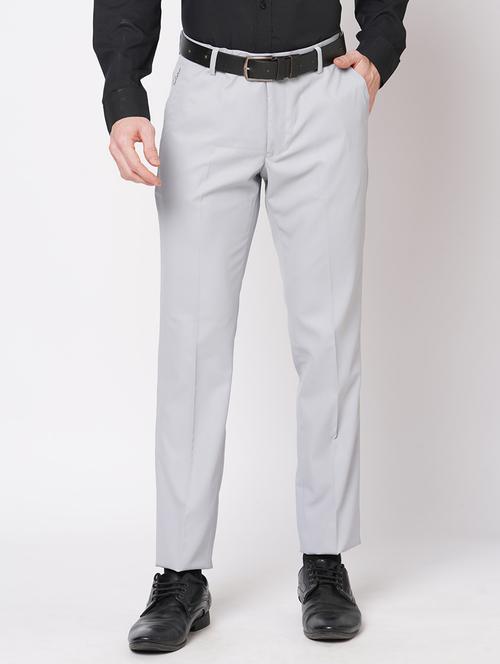 blue polyester flat front trousers formal - 18801679 - Very Small Image - 1