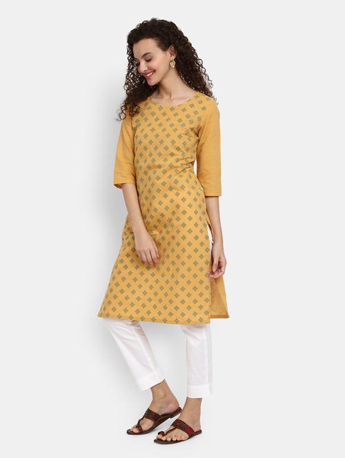 women's round neck straight kurta - 18801731 - Very Small Image - 1
