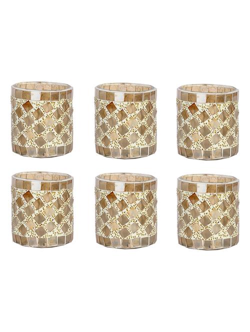 candle & tea light holder decorated with glass chips, colorful lighting effects, pack of 6 - 18801968 - Very Small Image - 1
