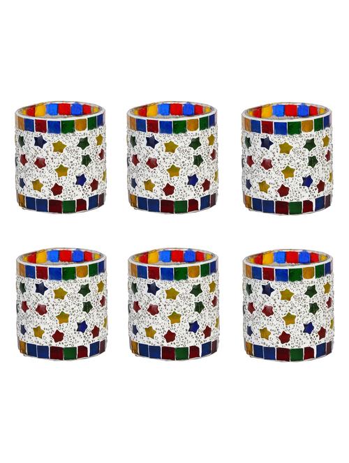 candle & tea light holder decorated with glass chips, colorful lighting effects, pack of 6 - 18801989 - Very Small Image - 1