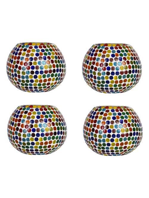 candle & tea light holder decorated with glass chips, colorful lighting effects, pack of 4 - 18801992 - Very Small Image - 1