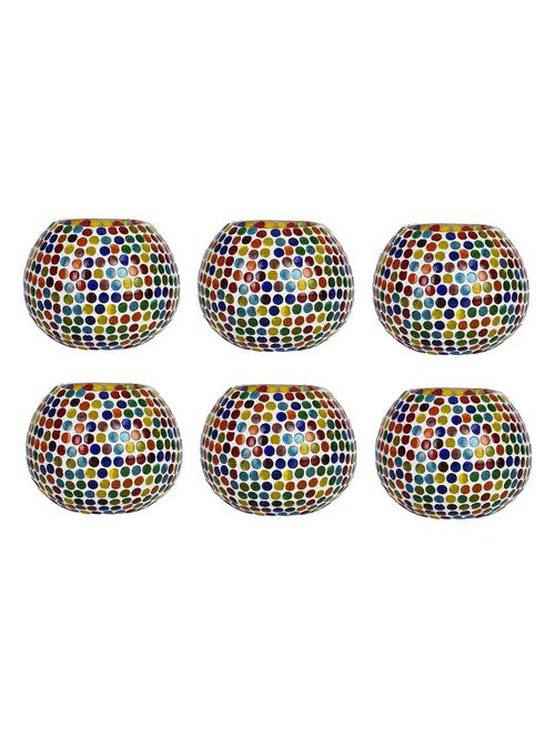 candle & tea light holder decorated with glass chips, colorful lighting effects, pack of 6 - 18801994 - Very Small Image - 1