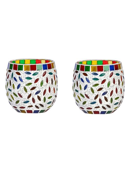 candle & tea light holder decorated with glass chips, colorful lighting effects, pack of 2 - 18802023 - Very Small Image - 1