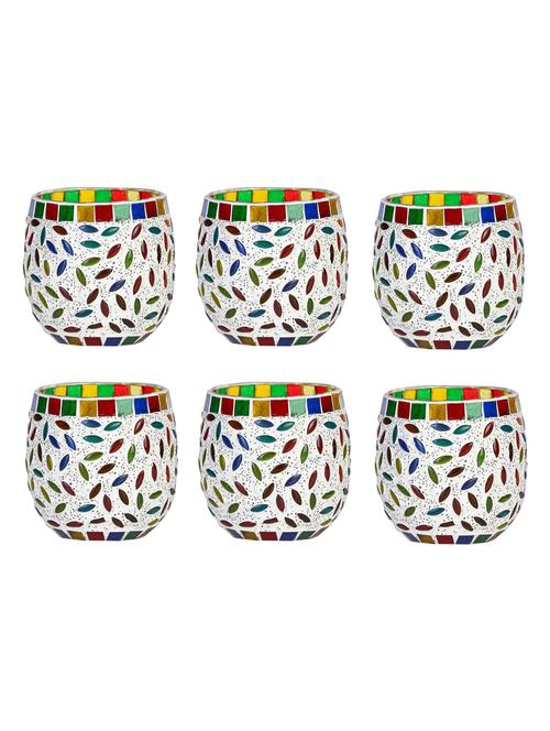 candle & tea light holder decorated with glass chips, colorful lighting effects, pack of 6 - 18802027 - Very Small Image - 1
