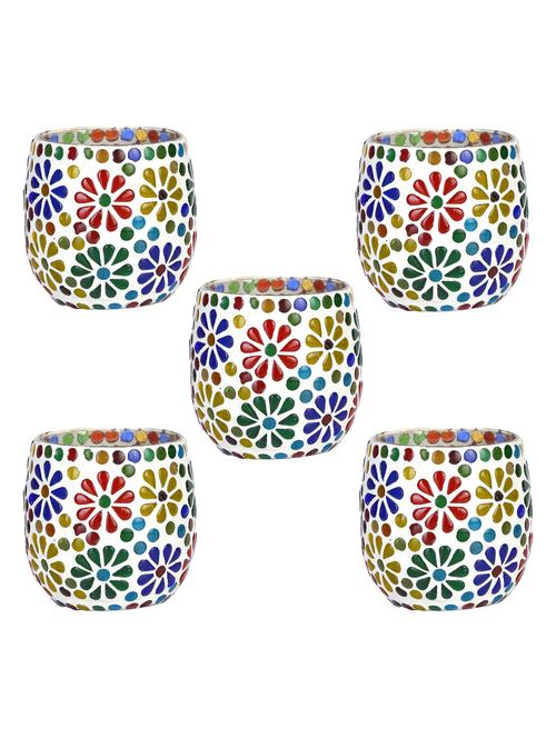candle & tea light holder decorated with glass chips, colorful lighting effects, pack of 5 - 18802031 - Very Small Image - 1
