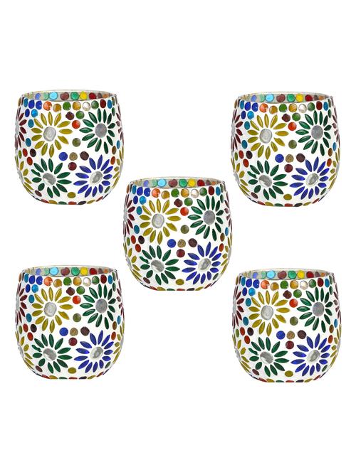 candle & tea light holder decorated with glass chips, colorful lighting effects, pack of 5 - 18802036 - Very Small Image - 1